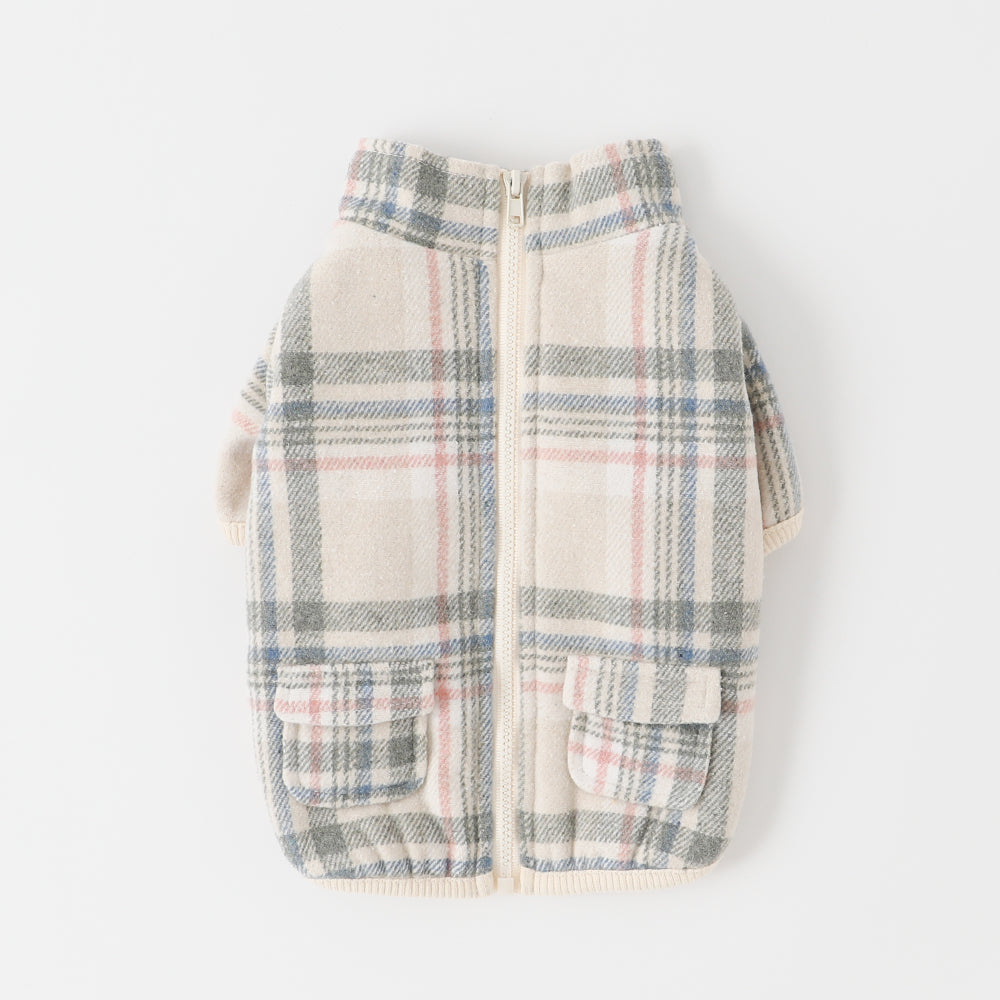 Checked boa blouson