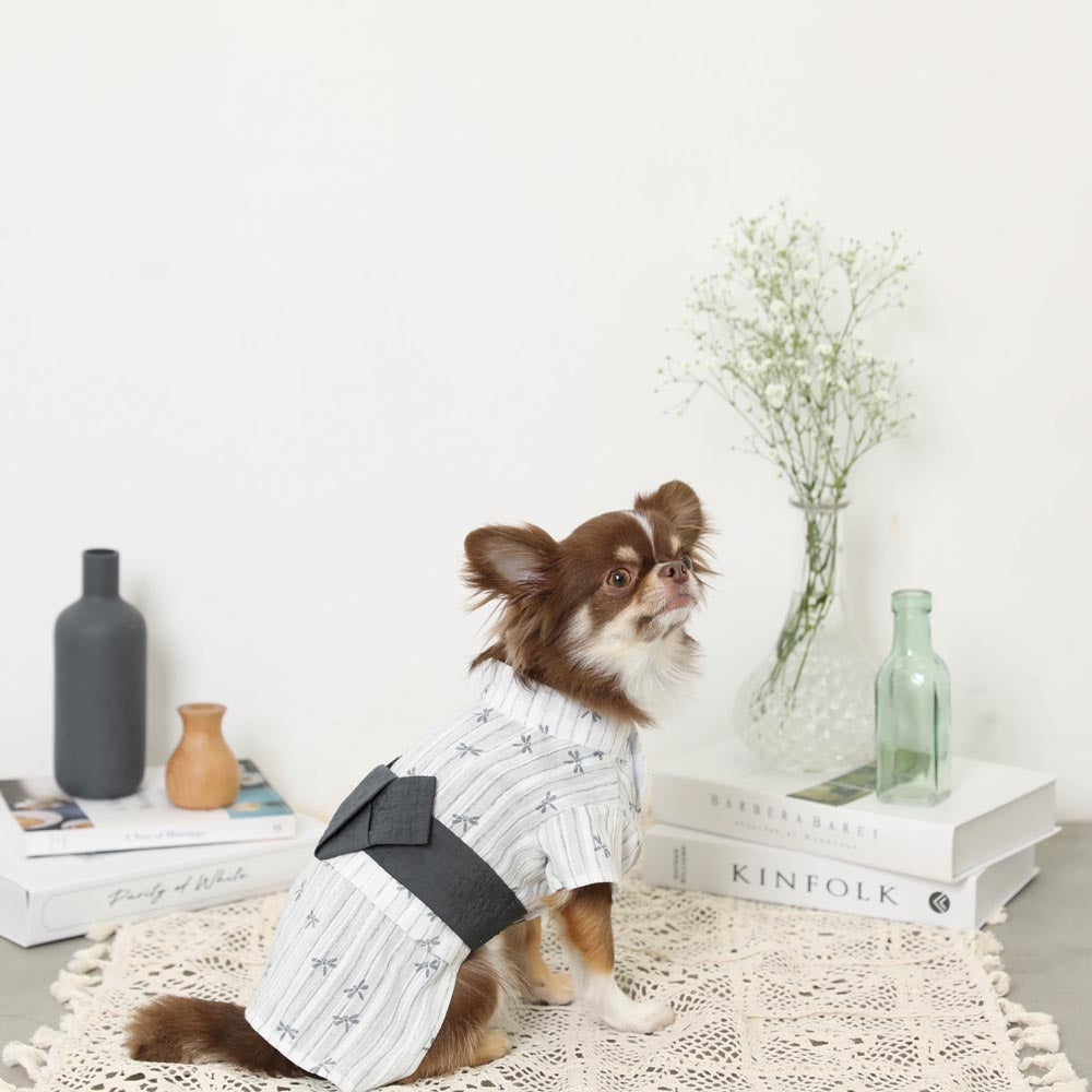 冷感トンボストライプ柄浴衣