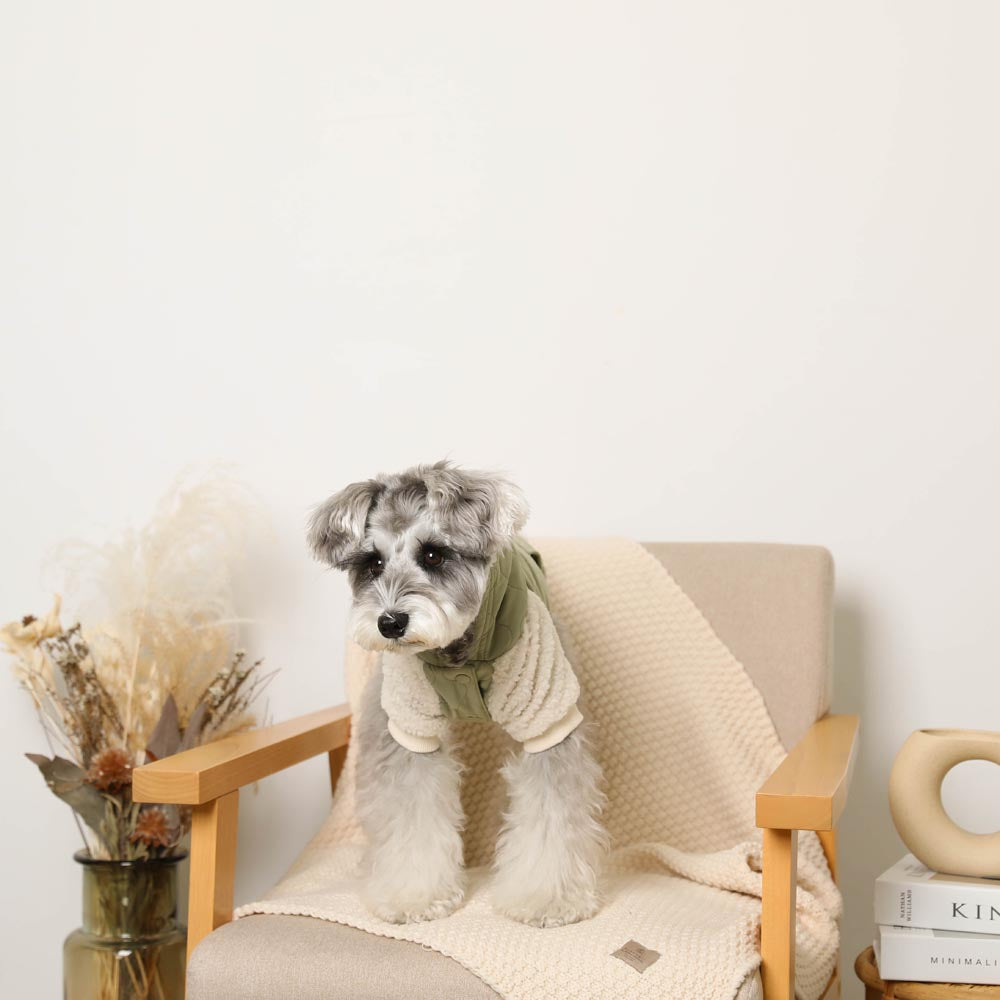 quilted boa sleeve jacket