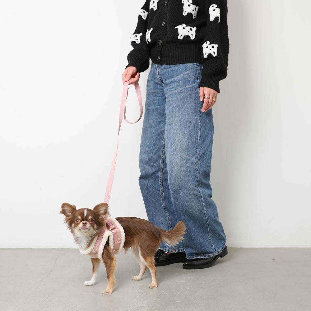 ボアチューリップ刺繍ハーネス+リードSET【名入れ刺繍対応】