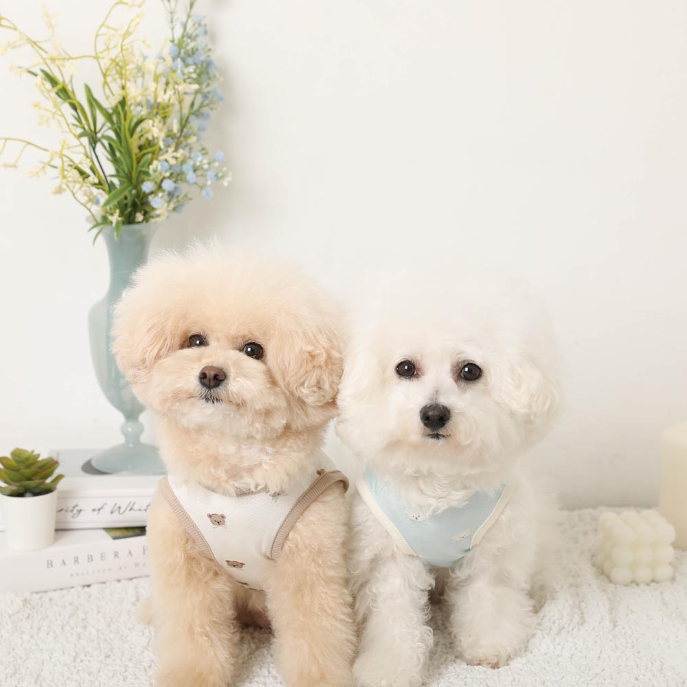 冷感メッシュくまさんプリントノースリーブトップス【保冷剤対応】