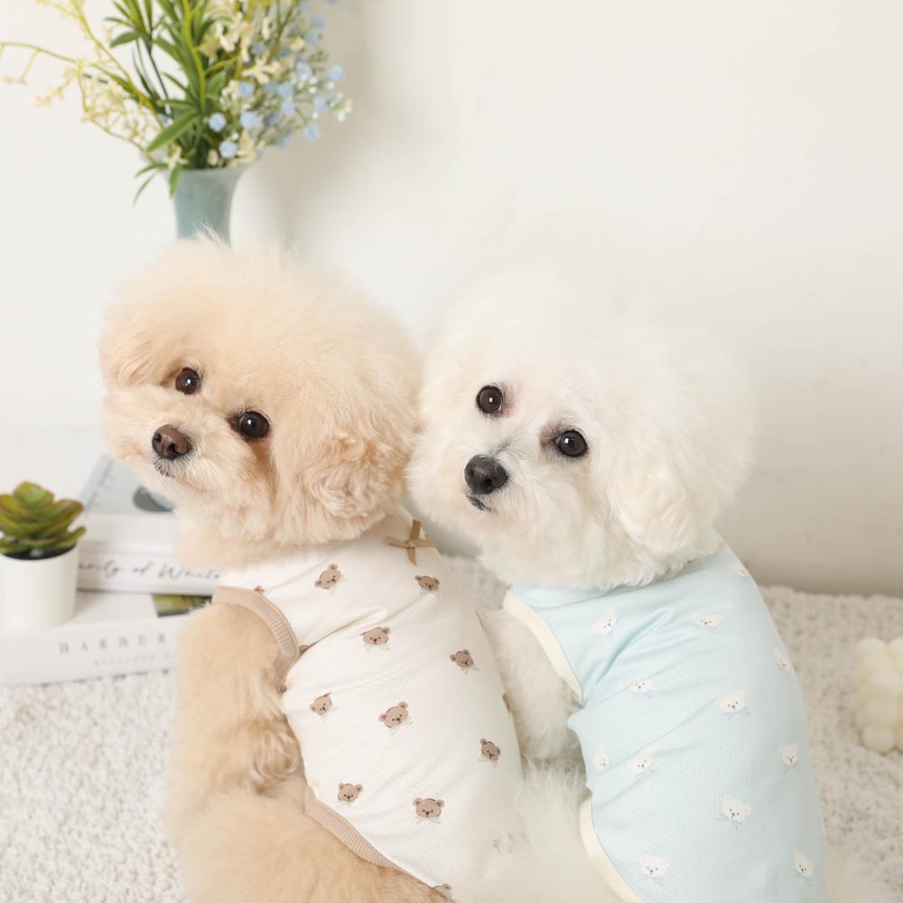 冷感メッシュくまさんプリントノースリーブトップス【保冷剤対応】