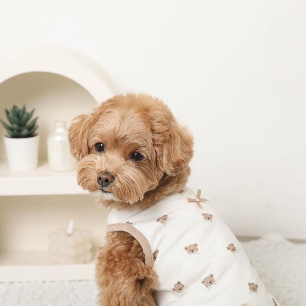 冷感メッシュくまさんプリントノースリーブトップス【保冷剤対応】