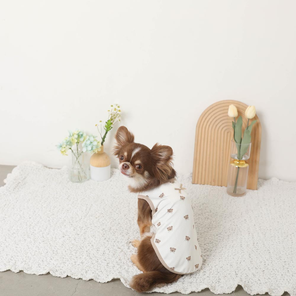 冷感メッシュくまさんプリントノースリーブトップス【保冷剤対応】