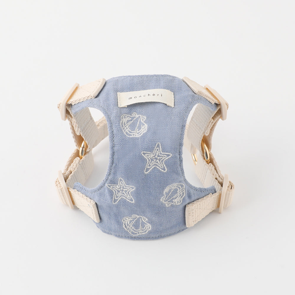 冷感シェルヒトデ柄ハーネス+リードSET【名入れ刺繍対応】