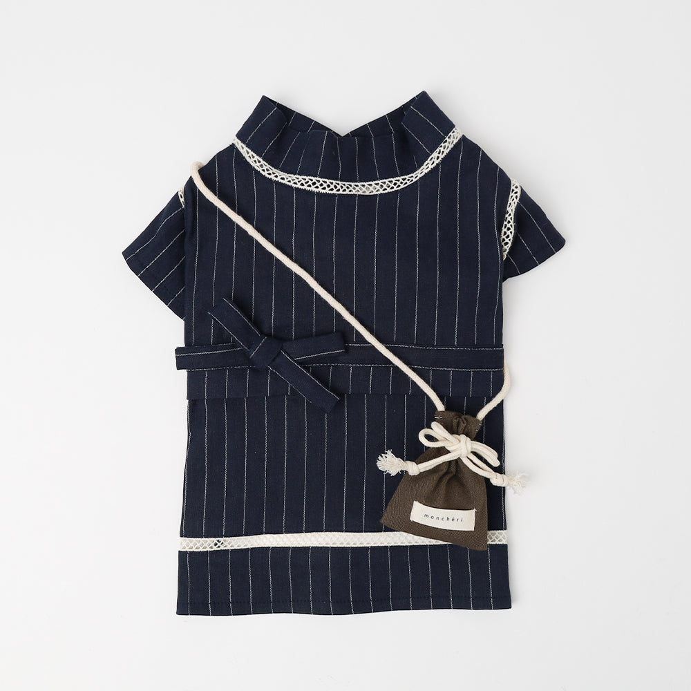 冷感防蟲條紋甚平+束口袋SET【可放保冷劑】