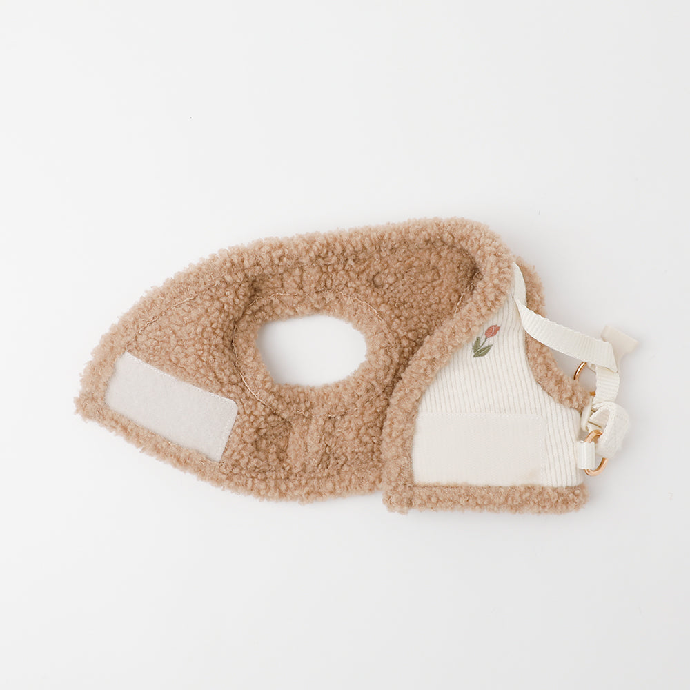 ボアチューリップ刺繍ハーネス+リードSET【名入れ刺繍対応】