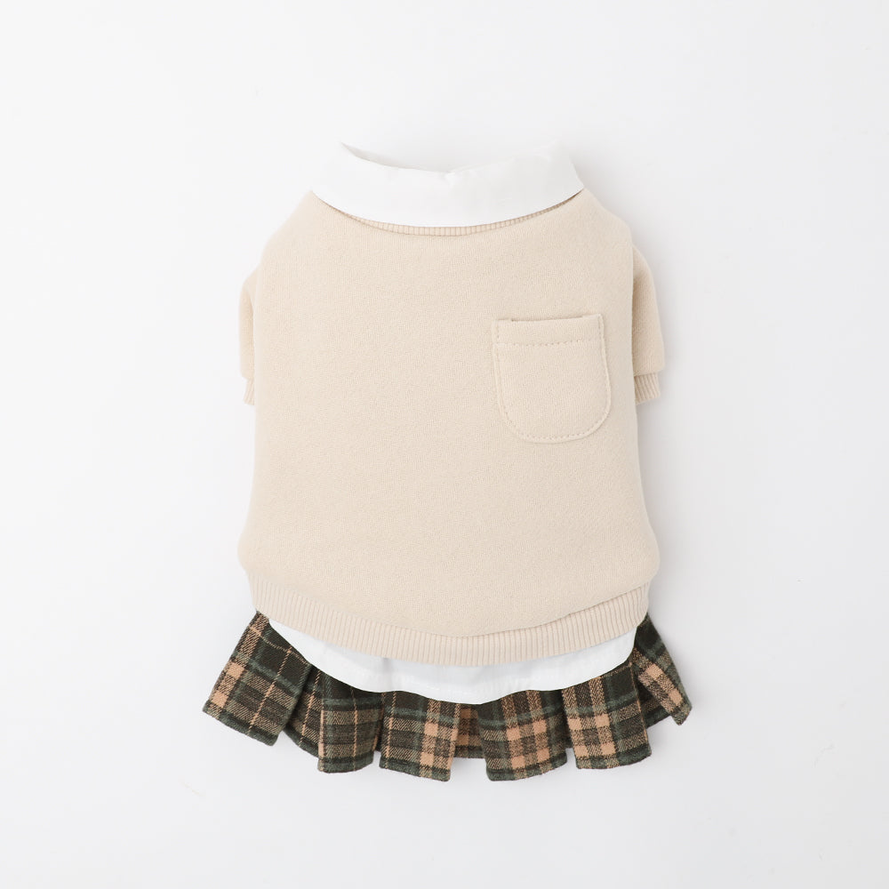 Docking pleat check skirt dress