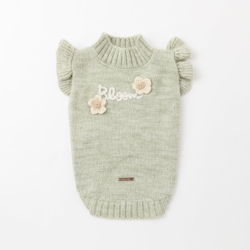 Message flower motif knit tops