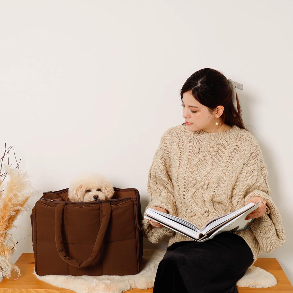 ふっくらキルティング軽量撥水ペットトートバッグ【名入れ刺繍対応】