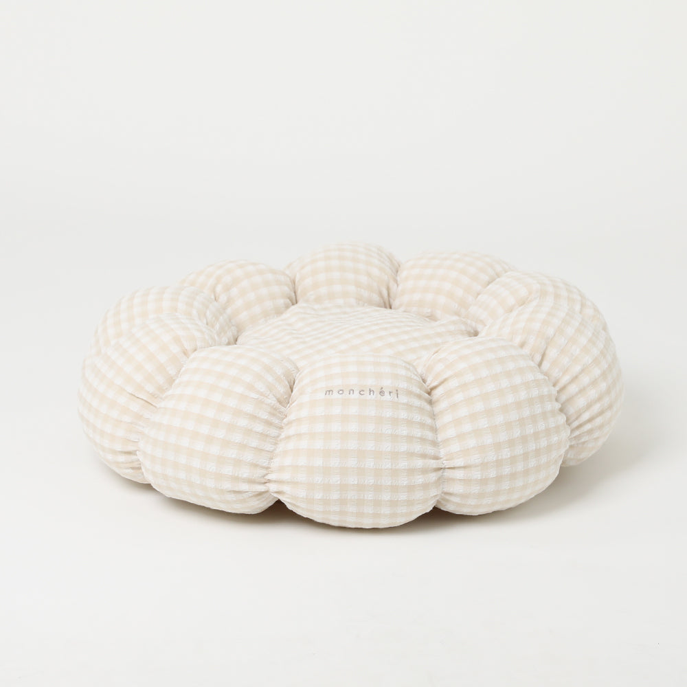 gingham check donut cushion bed