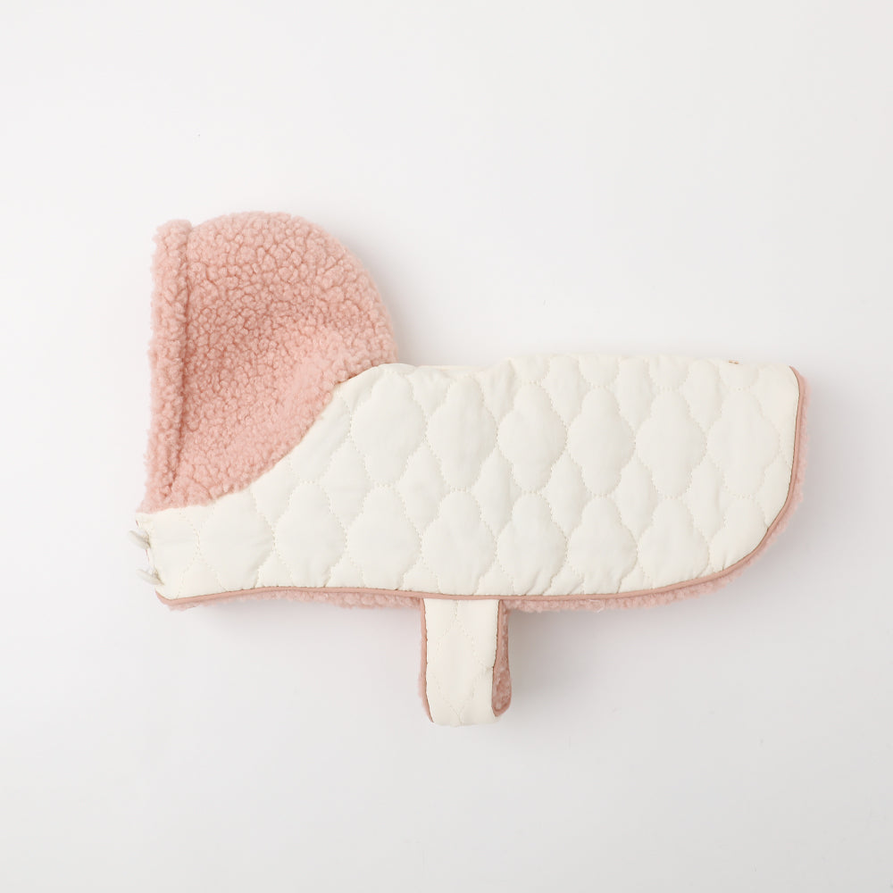 Quilted poncho with thermal hood