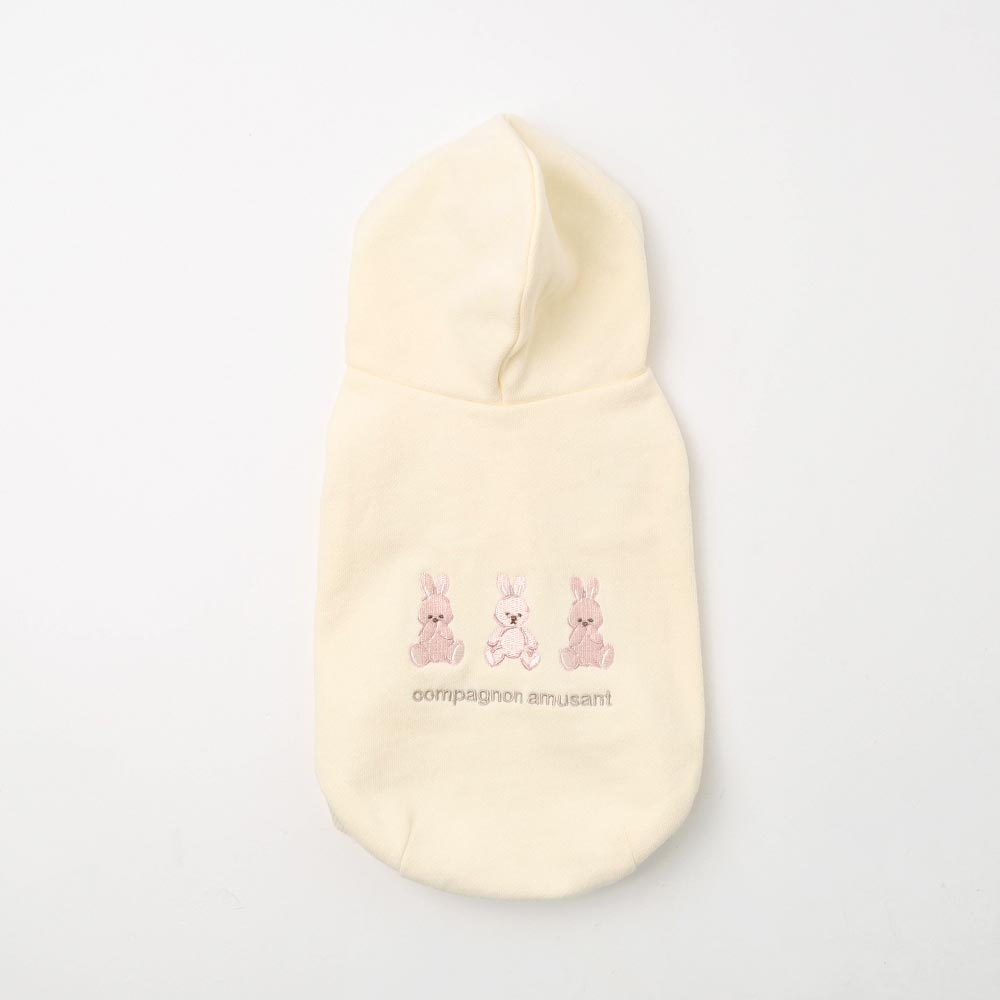 Rabbit embroidery sleeveless hoodie