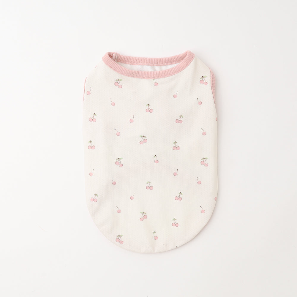 冷感メッシュフルーツ柄トップス