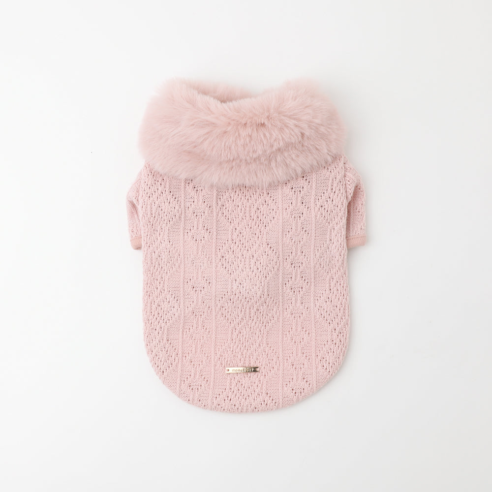 fur collar knit tops
