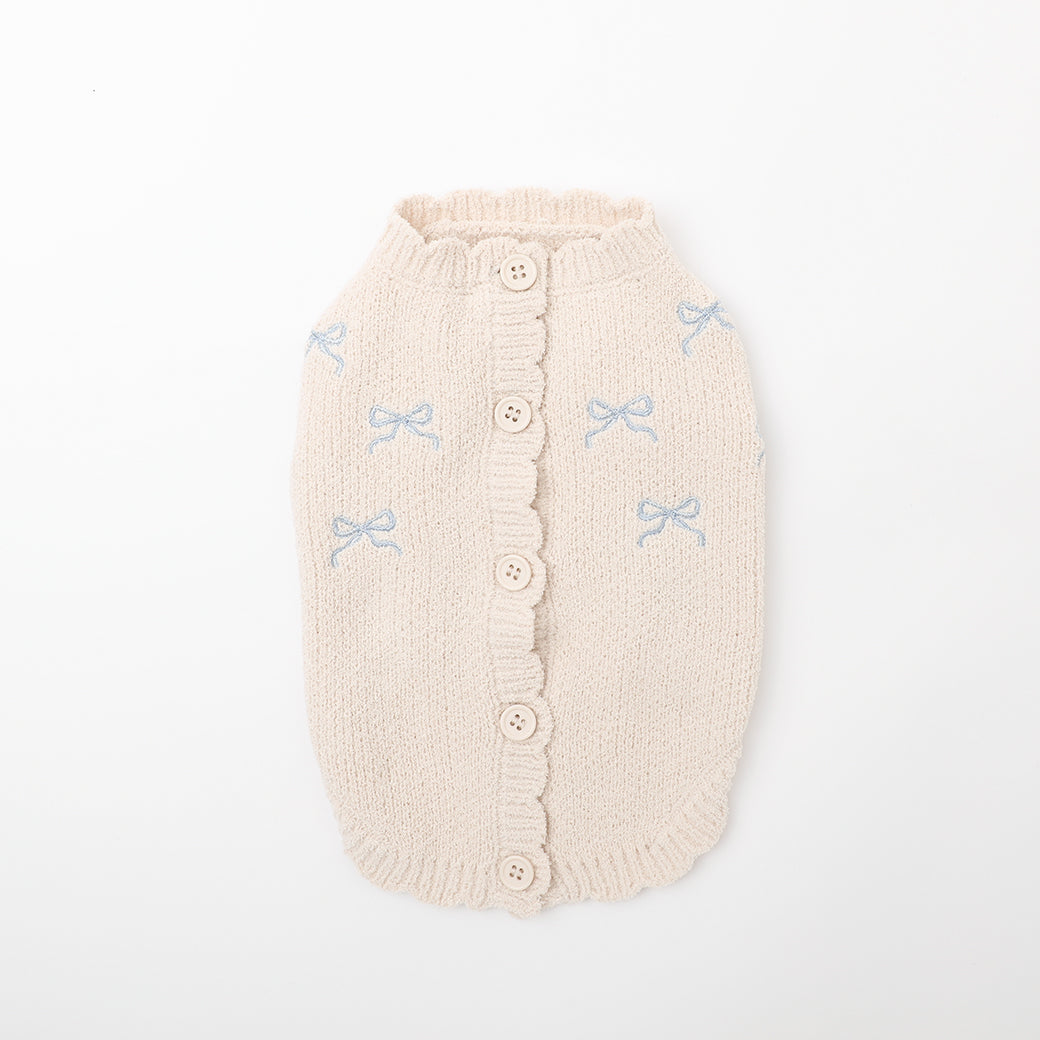 リボン刺繍スカラップカーディガン
