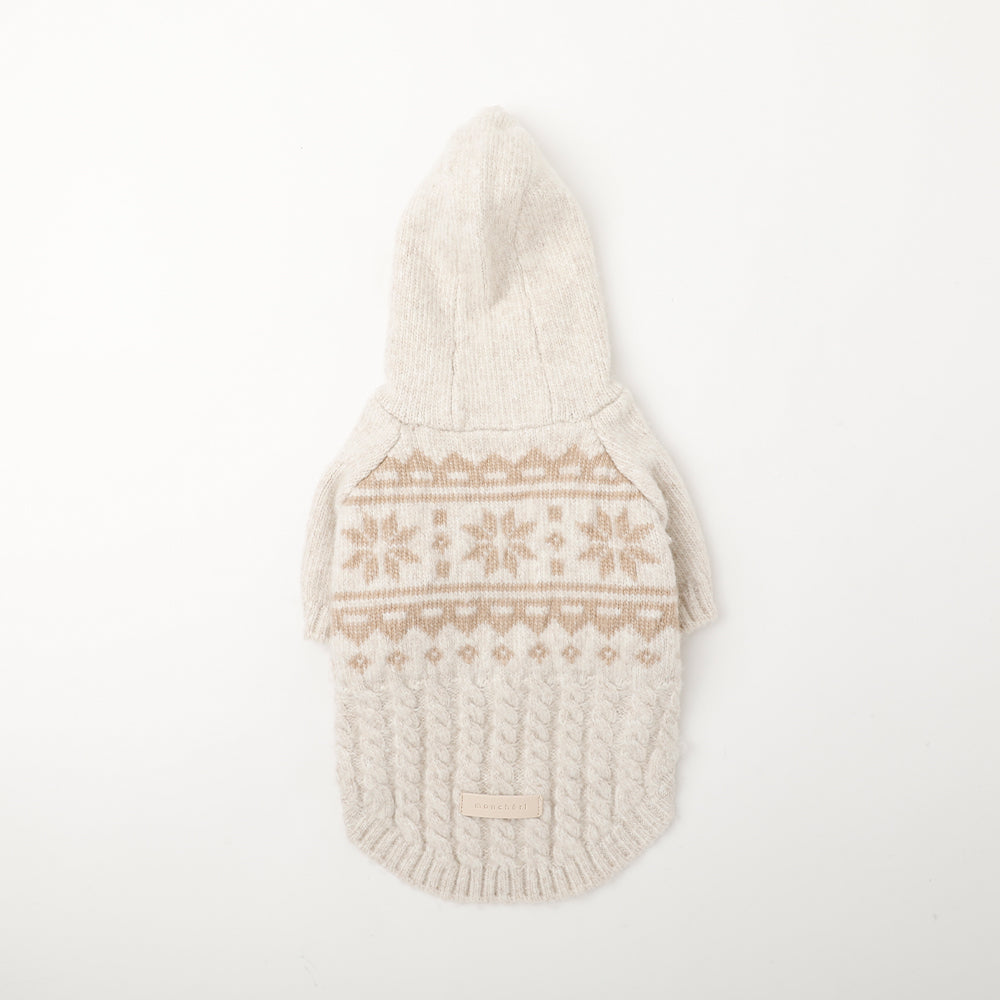 Snow nordic cable knit hoodie