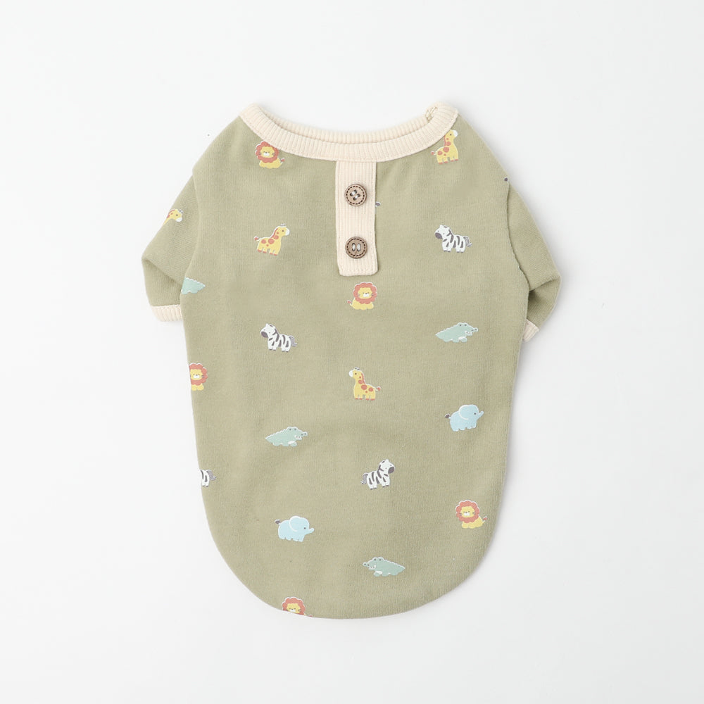 アニマル柄バイカラートップス