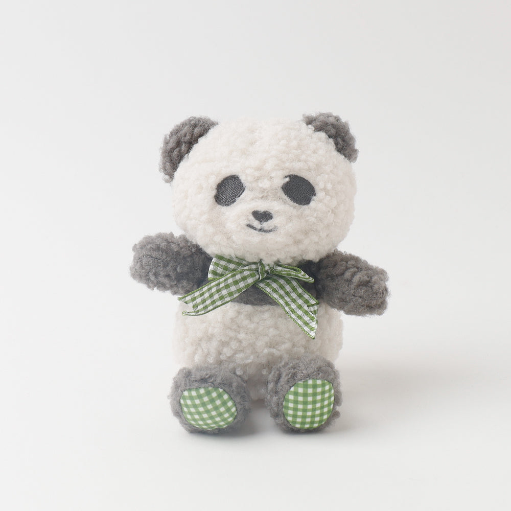 Panda gingham check ribbon stuffed toy