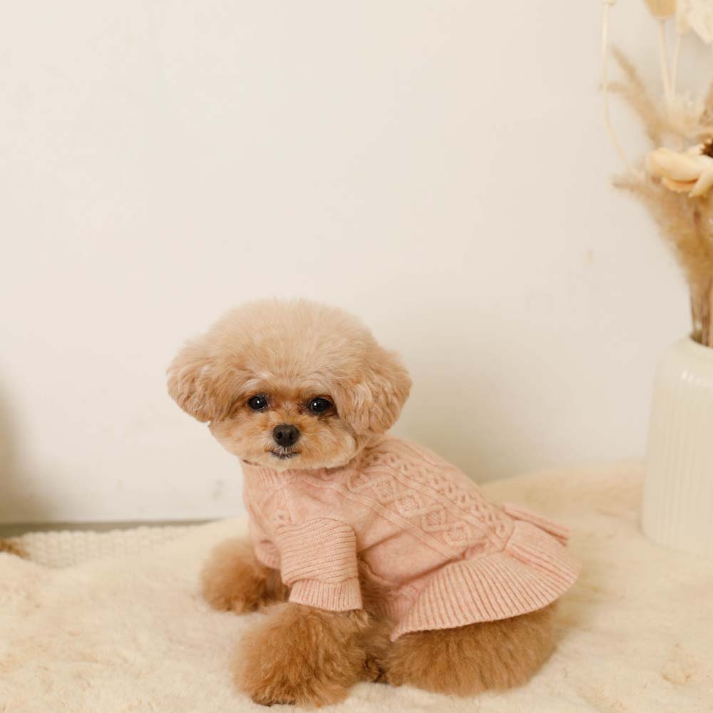 knit cable ruffle dress