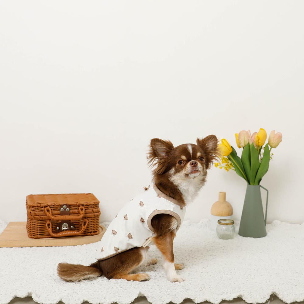 冷感メッシュくまさんプリントノースリーブトップス【保冷剤対応】