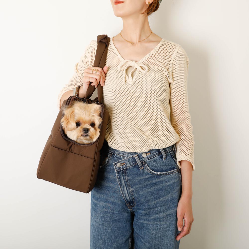 ふっくらキルティング軽量撥水ペットトートバッグ【名入れ刺繍対応】