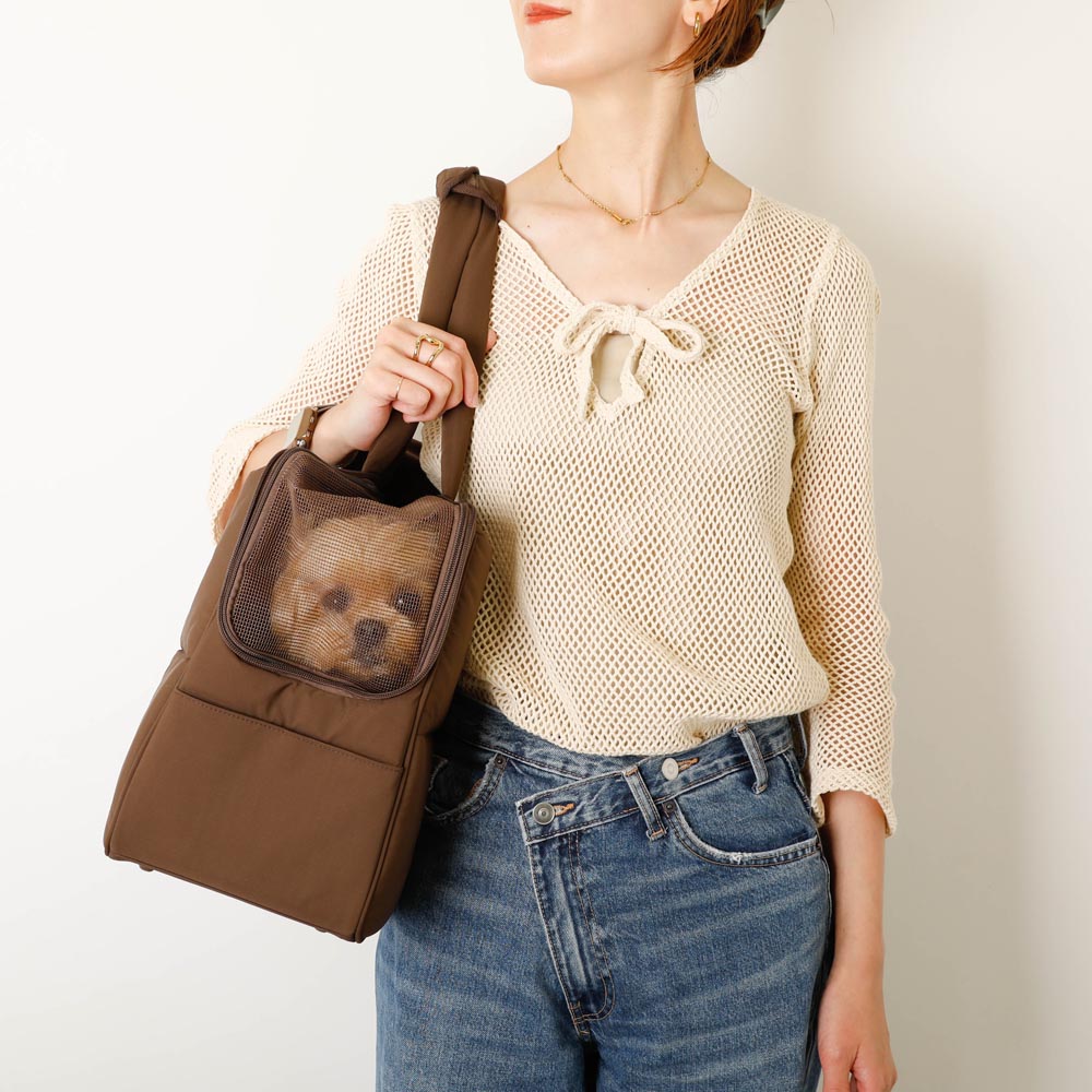 ふっくらキルティング軽量撥水ペットトートバッグ【名入れ刺繍対応】