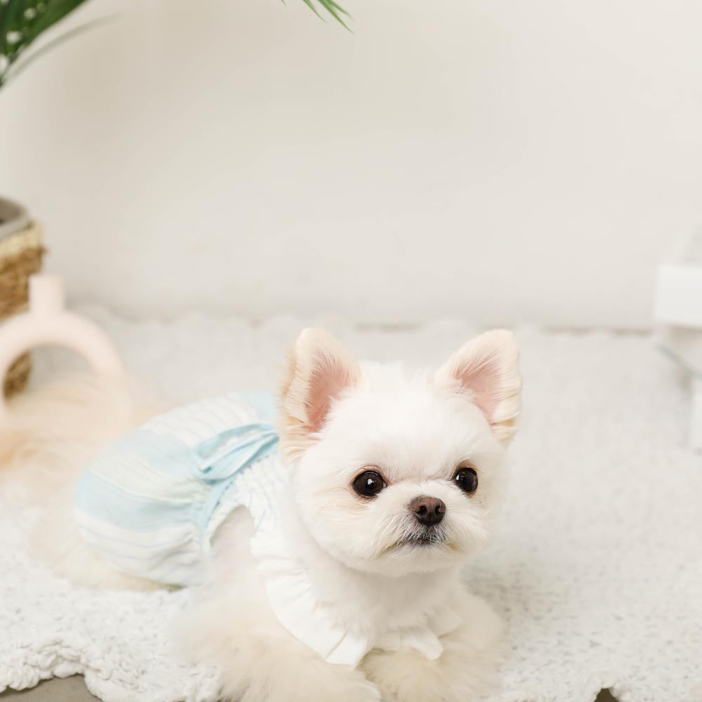 冷感ギャザーストライプワンピース