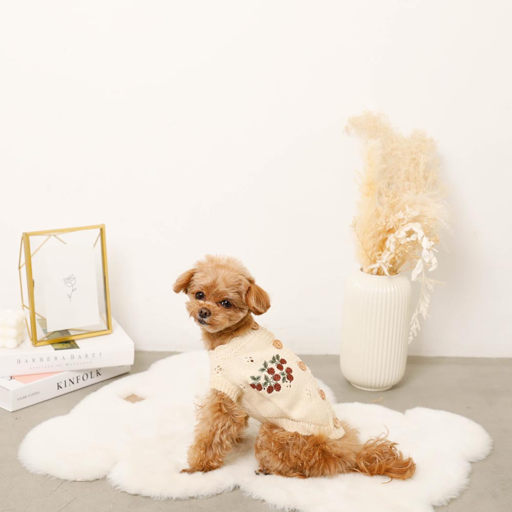 Brussels embroidery scalloped cardigan
