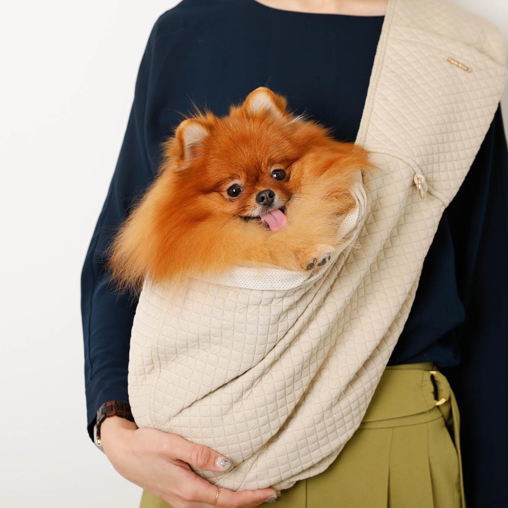 メッシュ付サイズ調整可能グラフチェックドッグスリング【名入れ刺繍対応】