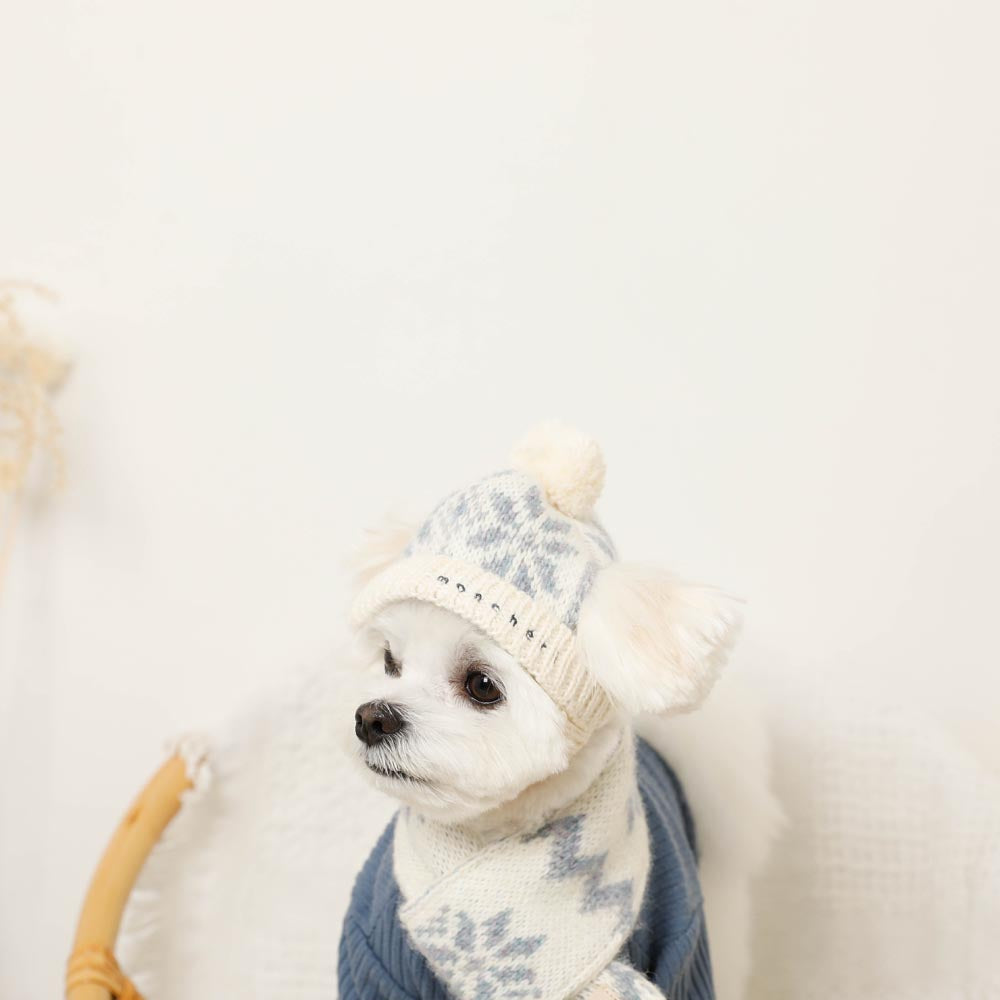 ノルディック柄ポンポンニット帽