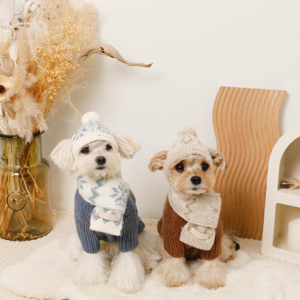 ノルディック柄ポンポンニット帽