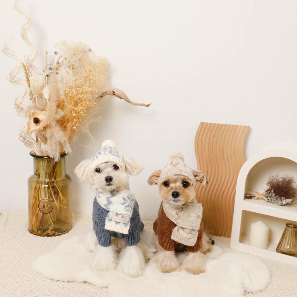 ノルディック柄ポンポンニット帽