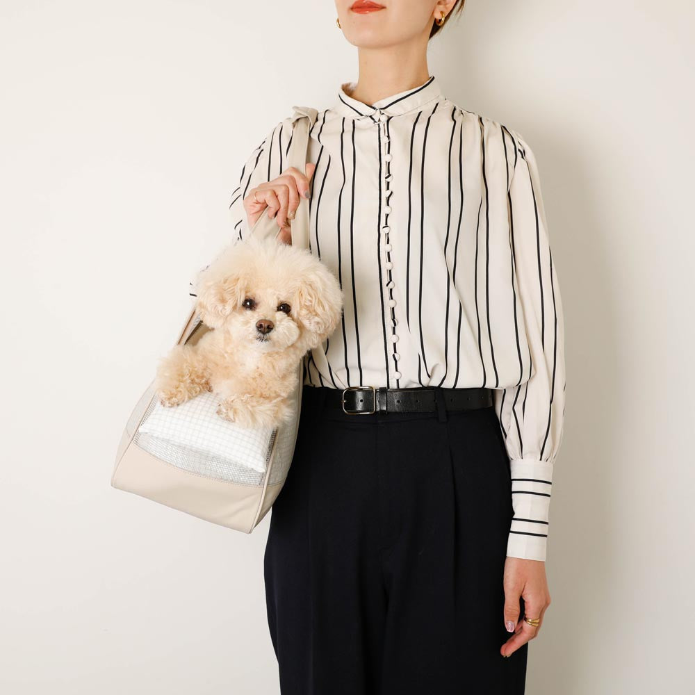 メッシュペットトートバッグ+冷感チェック柄ふんわりクッション付き