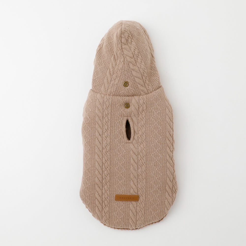 Hooded cable-like vest