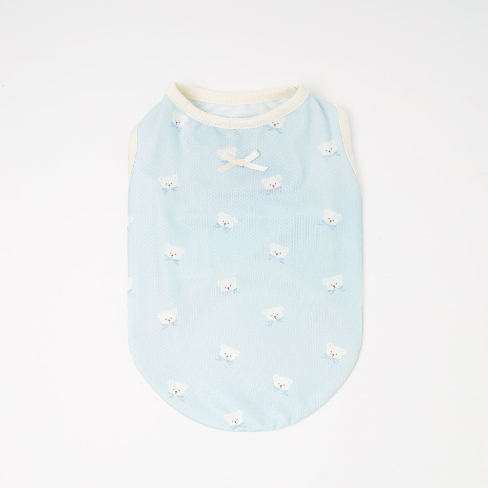 冷感メッシュくまさんプリントノースリーブトップス【保冷剤対応】