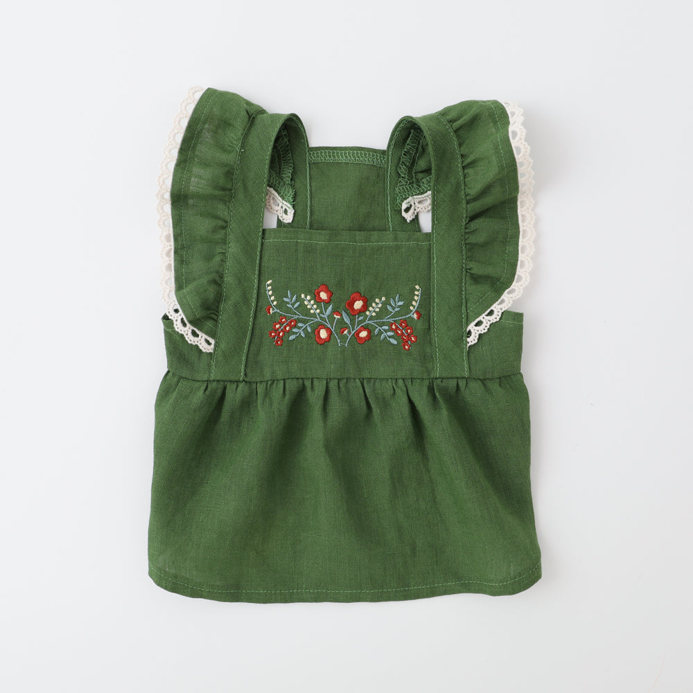 Embroidered flower linen dress