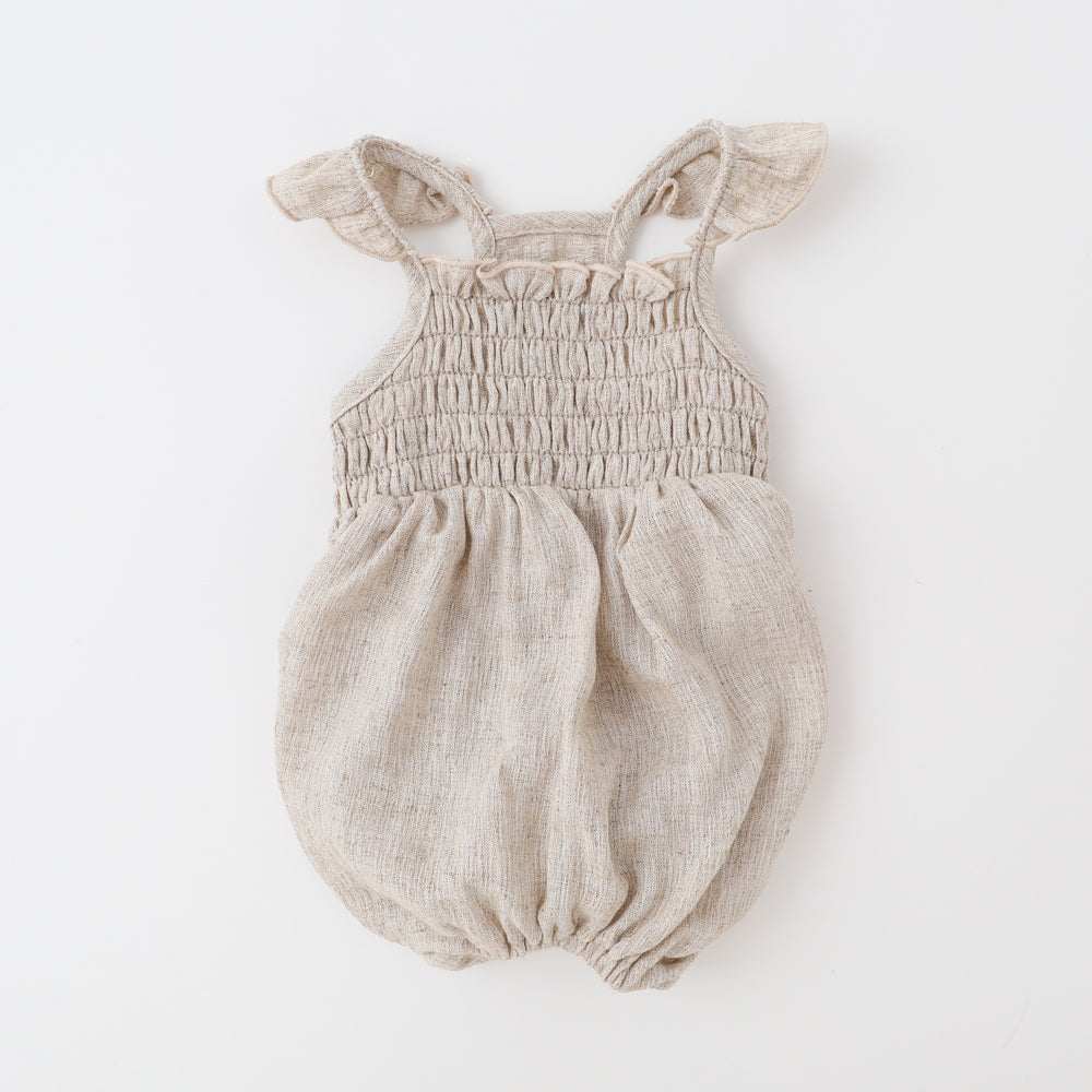 linen ruffle overalls