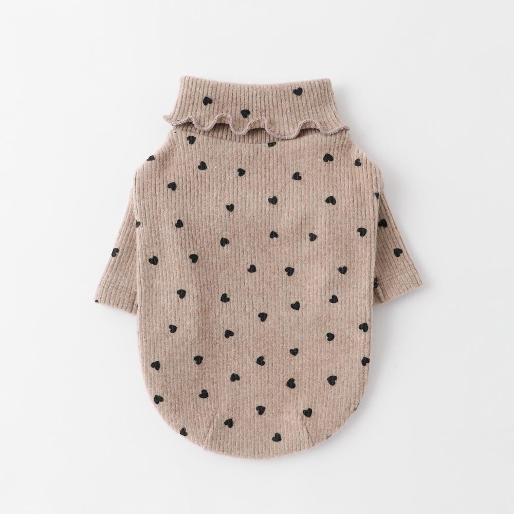 Heart pattern ribbed mellow tops