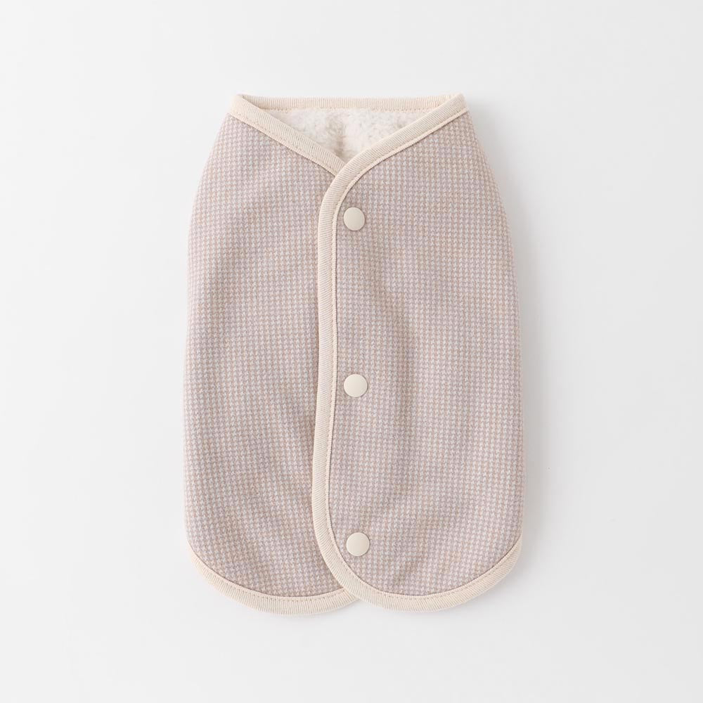 Reversible check boa vest