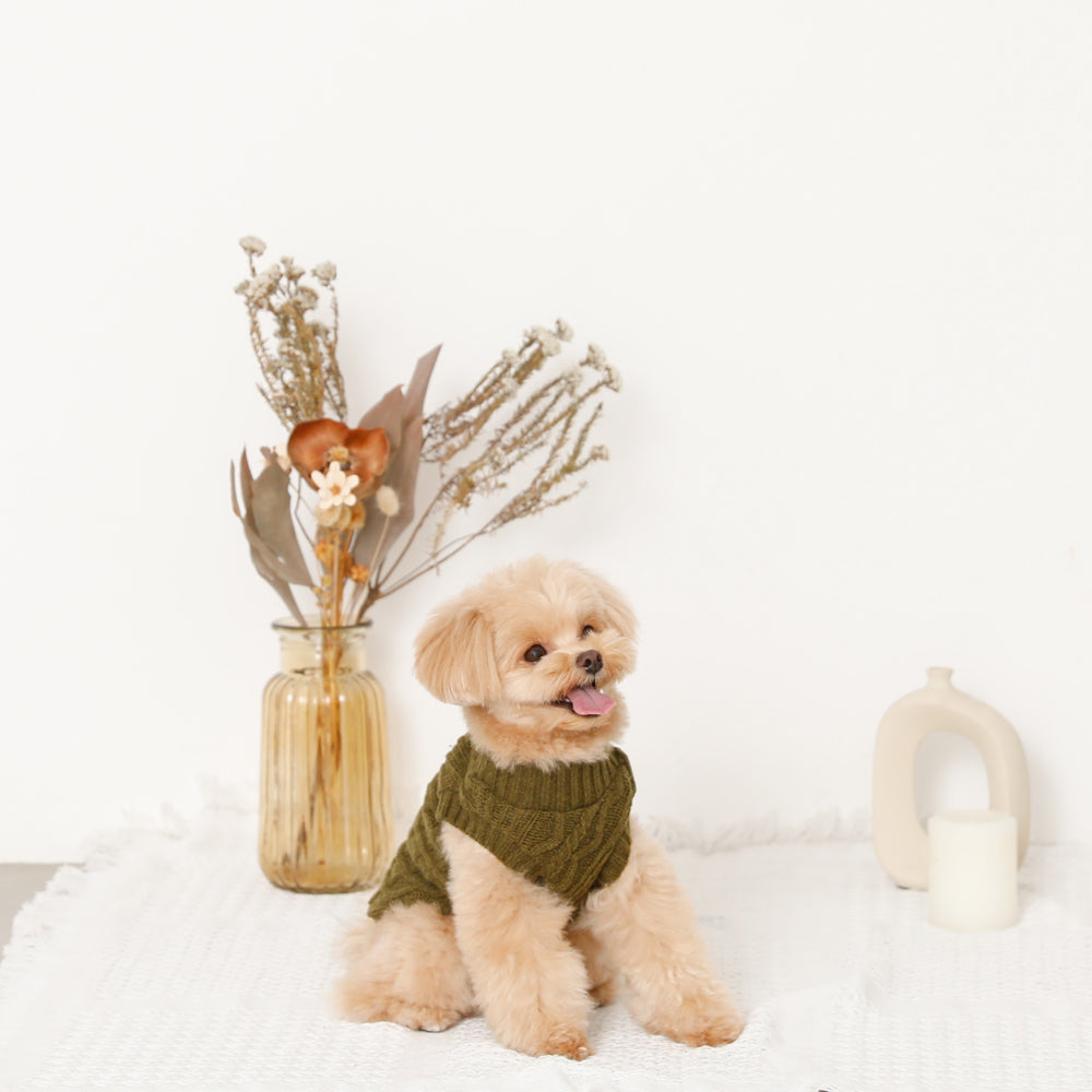 Wool blend turtle cable knit vest