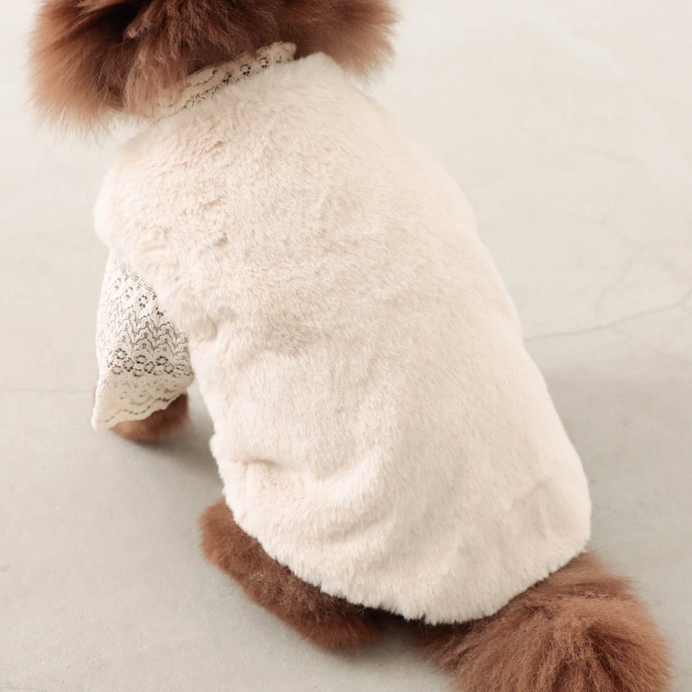 fur vest with ribbon