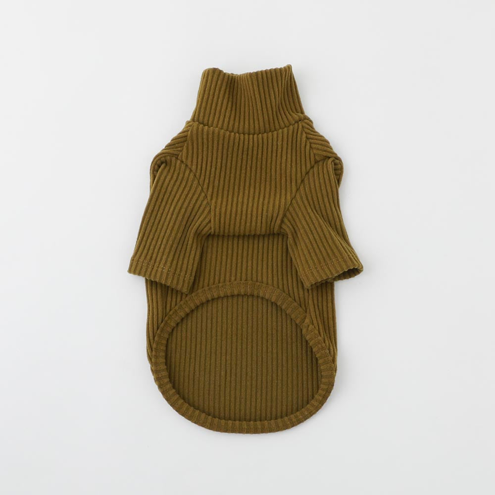 シンプルリブハイネックトップス