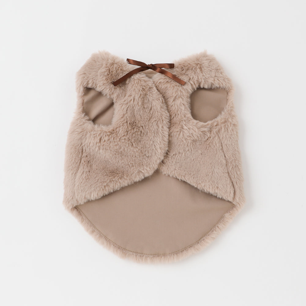 fur vest with ribbon