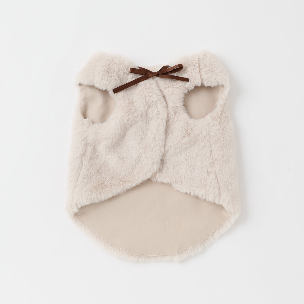 fur vest with ribbon