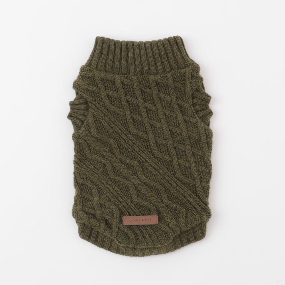 Wool blend turtle cable knit vest