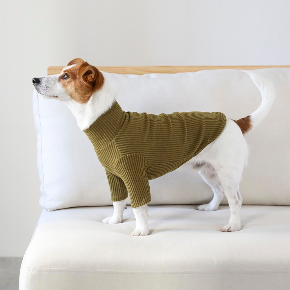 シンプルリブハイネックトップス