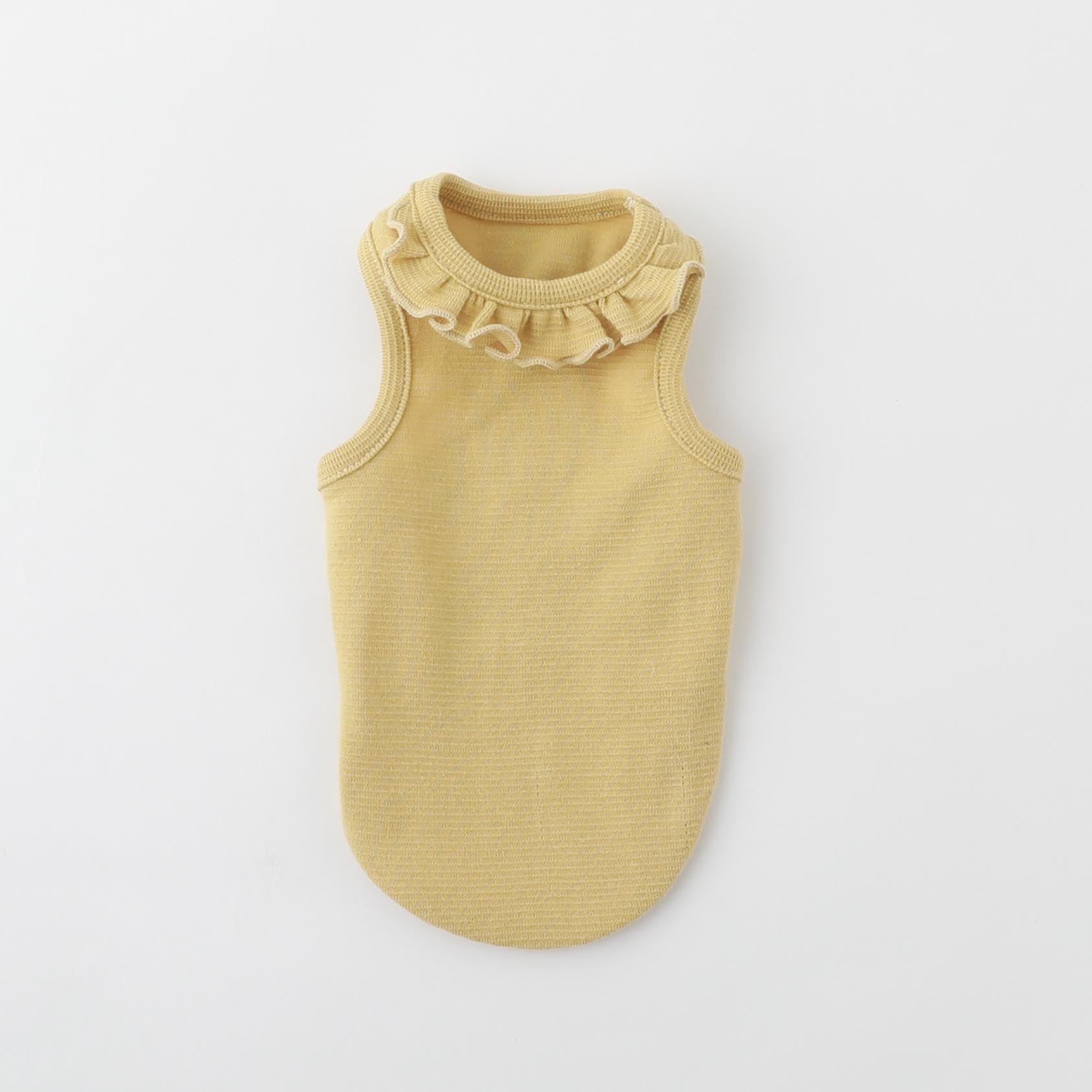 ruffle neck ribbed sleeveless tops