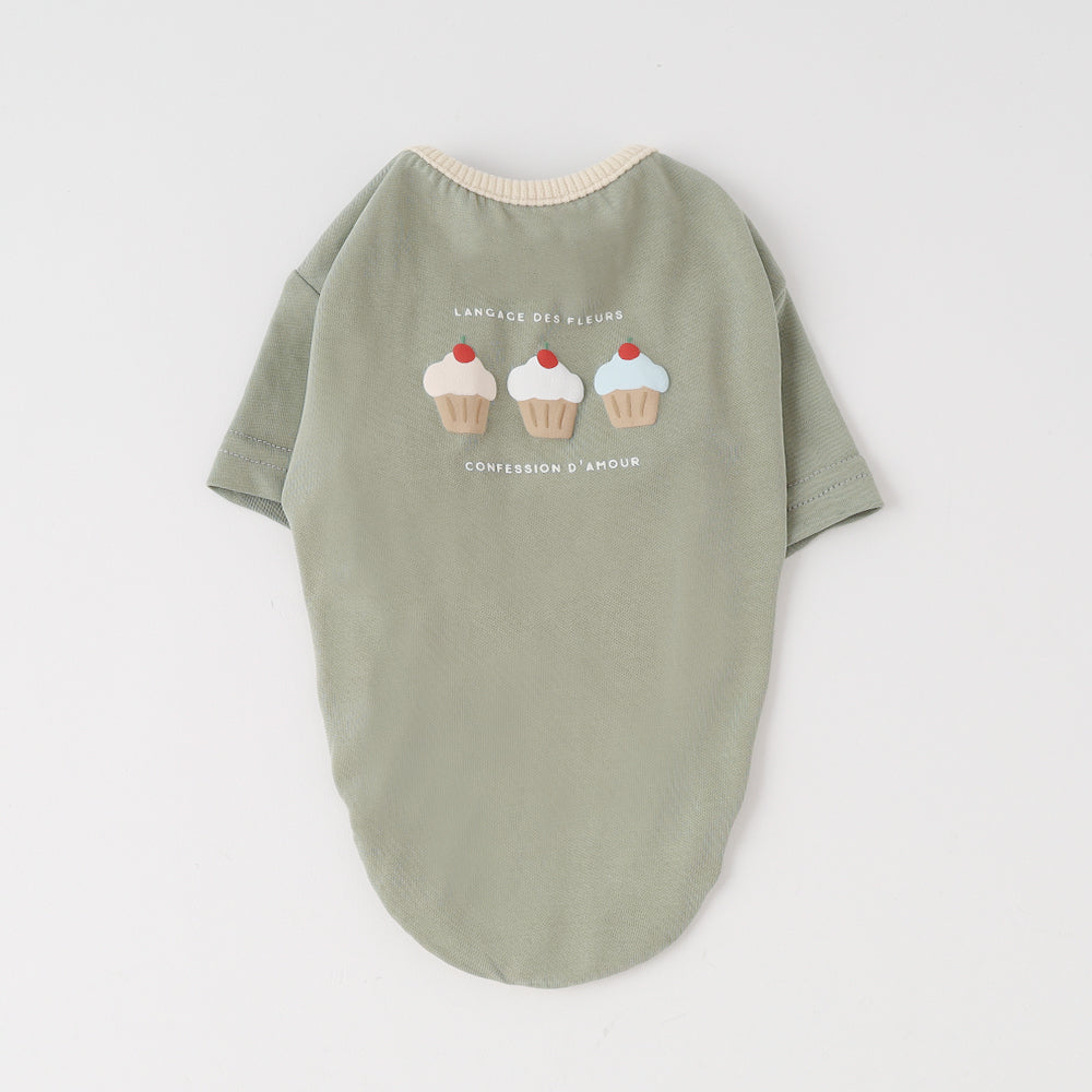 冷感カップケーキプリントロゴTシャツ