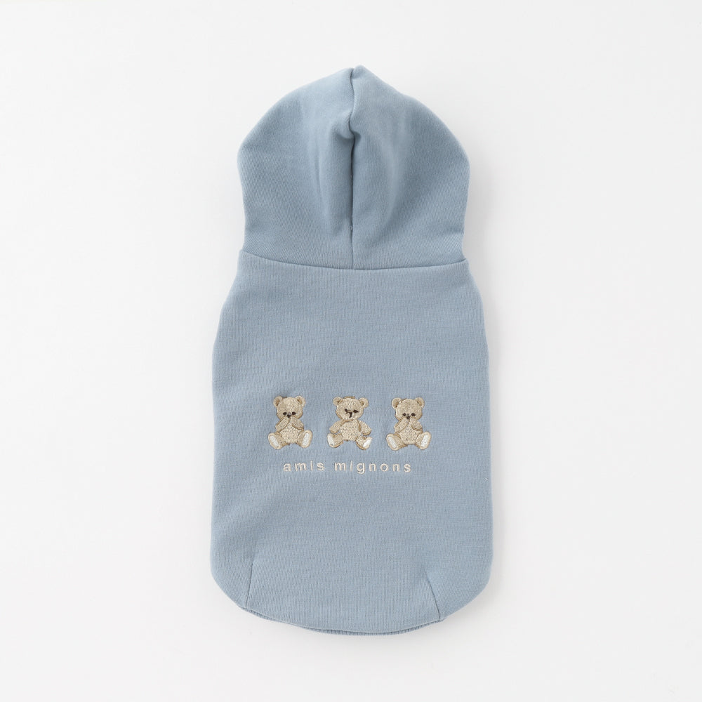 Bear embroidery sleeveless hoodie